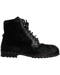 Dolce & Gabbana - Pony Style Leather Mid Calf Boots Shoes - Lyst