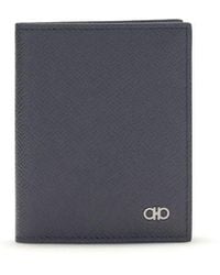 Ferragamo - Blue Calf Leather Bos Taurus Wallet - Lyst