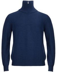 Gran Sasso - Blue Mock Turtleneck Wool Sweater - Lyst