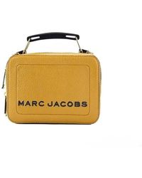 Marc Jacobs - The Box Golden Brown Textured Leather Logo Top Handle Crossbody Bag - Lyst