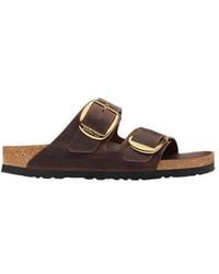 Birkenstock - Brown Leather Flat Sandals - Lyst
