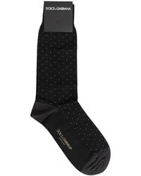 Dolce & Gabbana - Men Black Cotton Polka Dot Mid Calf Accessory Socks - Lyst