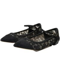 Dolce & Gabbana - Black Lace Loafers Ballerina Flats Shoes - Lyst