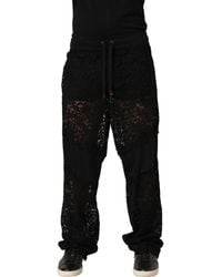 Dolce & Gabbana - Black Lace Mid Waist Jogger Men Trouser Pants - Lyst