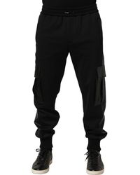 Dolce & Gabbana - Black Mid Waist Cargo Jogger Sweatpants Pants - Lyst