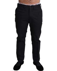 Dolce & Gabbana - Black Cotton Stretch Dress Formal Trouser Pants - Lyst