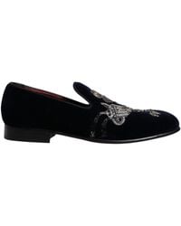 Dolce & Gabbana - Velvet Floral Gun Loafers Dress Shoes - Lyst