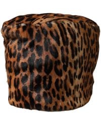 Dolce & Gabbana - Brown Leopard Fur Bucket Hat - Lyst