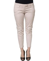Versace Jeans Couture - Beige Low Waist Tapered Cropped Trousers Pants - Lyst