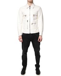 Dolce & Gabbana - Collared Full Zip Biker Coat Jacket - Lyst