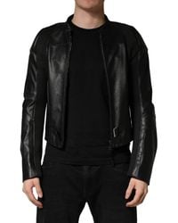 Dolce & Gabbana - Nylon Full Zip Biker Coat Jacket Clothing - Lyst