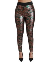 Dolce & Gabbana - Elegant Bronze Leaf Metallic Trousers - Lyst