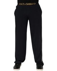 Dolce & Gabbana - Black Modal Spandex Straight Logo Trouser Pants - Lyst