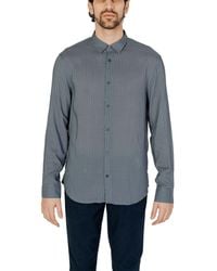 ARMANI EXCHANGE - Gray Viscose Pattern Shirt - Lyst