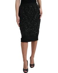 Dolce & Gabbana - Crystal Handmade Knee Pencil Skirt - Lyst