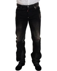 DSquared² - Black Washed Cotton Straight Fit Casual Denim Jeans - Lyst