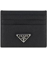 Prada - Black Calf Leather Bos Taurus Wallet - Lyst