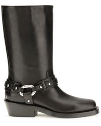 Rabanne - Black Calf Leather Bos Taurus Flat Boots - Lyst