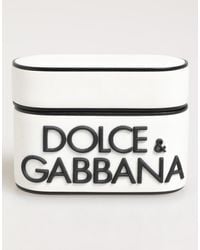 Dolce & Gabbana - White Black Rubber Logo Embossed Accessory Airpods Case - Lyst