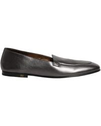 Dolce & Gabbana - Silver Leather Dg Logo Slip On Loafers Shoes - Lyst