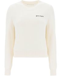 Palm Angels - Cropped Sweater With Logo Embroidery - Lyst