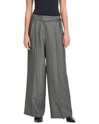 Ichi - Gray Polyester Casual Pants - Lyst