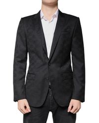 Dolce & Gabbana - Wool Jacquard Martini-fit Jacket With D&g Logo - Lyst