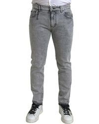 Dolce & Gabbana - Grey Cotton Skinny Men Denim Trouser Jeans - Lyst