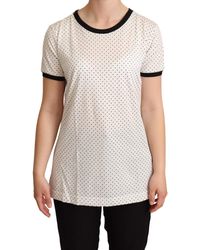 Dolce & Gabbana - Dotted Crewneck Cotton T-Shirt Material_Cotton - Lyst