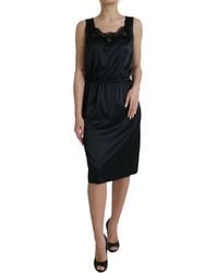 Dolce & Gabbana - Polyester Lace Trim Sheath Midi Dress - Lyst