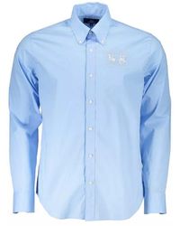 La Martina - Light Blue Cotton Shirt - Lyst
