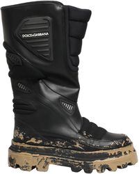 Dolce & Gabbana - Black Leather Biker Mid Calf Men Boots Shoes - Lyst