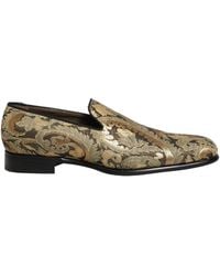 Dolce & Gabbana - Gold Brocade Slip On Men Dress Loafers Shoes - Lyst