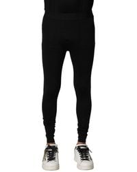 Dolce & Gabbana - Black Nylon Elastic Logo Men Leggings Pants - Lyst