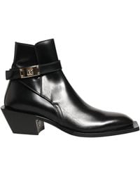 Dolce & Gabbana - Black Leather Dg Plaque Ankle Boots Shoes - Lyst