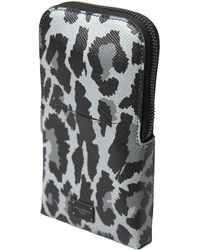 Dolce & Gabbana - Gray Leopard Leather Men Purse Crossbody Sling Phone Bag - Lyst