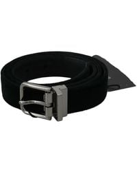 Dolce & Gabbana - Velvet Leather Buckle Belt - Lyst
