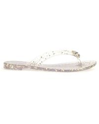 Casadei - Gold Polyurethane Flat Sandals - Lyst