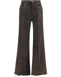 Rick Owens - Bicolor Cotton Flared Jeans - Lyst