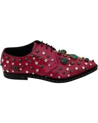 Dolce & Gabbana - Leather Crystals Dress Broque Shoe Pink La7218 - Lyst