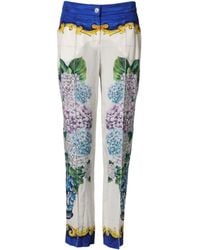Dolce & Gabbana - Hydrangea Straight Mid Waist Silk Pants - Lyst