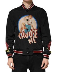 Dolce & Gabbana - Black Pin Up Button Down Men Bomber Jacket - Lyst