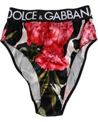 Dolce & Gabbana - Black Floral Print High Waist Panty Underwear - Lyst