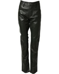 DSquared² - Black Full Grain Leather Mid Waist Trouser Pants - Lyst