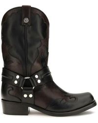 Versace - Black Calf Leather Bos Taurus Ankle Boots - Lyst