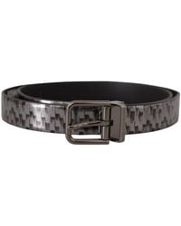 Dolce & Gabbana - Herringbone Leather 3d Metal Buckle Belt - Lyst