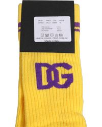 Dolce & Gabbana - Men Yellow Dg Logo Over Calf Accessory Socks - Lyst