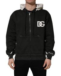 Dolce & Gabbana - Cotton Logo Hooded Full Zip Sweater Clothing - Lyst