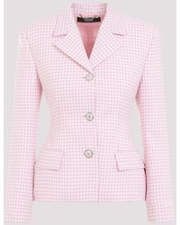 Versace - Pastel Pink Virgin Wool Vichy Informal Jacket - Lyst