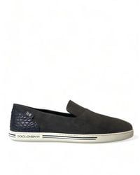 Dolce & Gabbana - Blue Suede Caimanloafers Slippers Shoes - Lyst